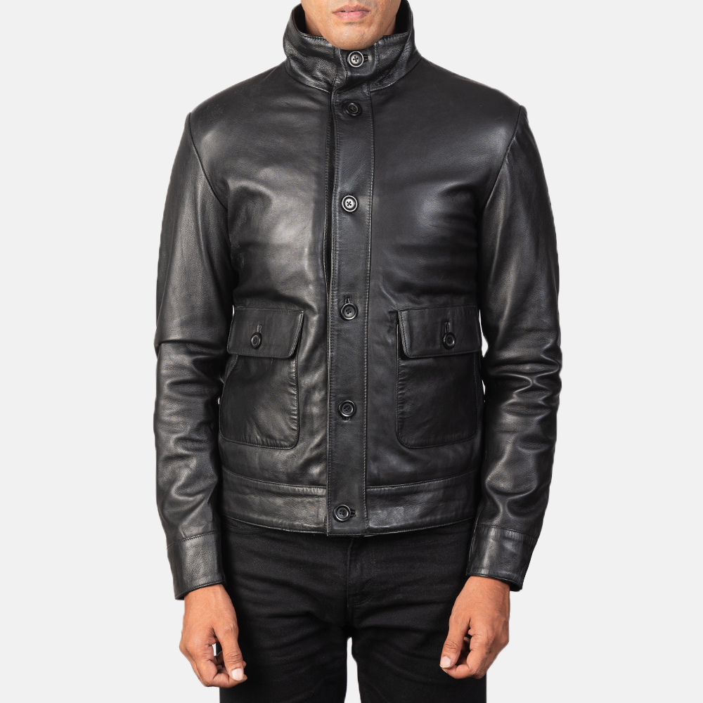 Timberland leather deals bomber jacket